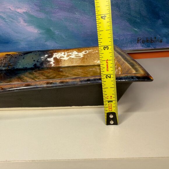 Bill Campbell Crystaline Glaze Serving Tray Signed Studio Pottery Rectangular - Picture 10 of 13